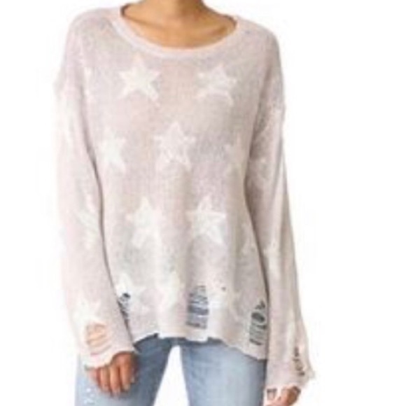Wildfox White Label Seeing Stars Lennon Distressed Sweater